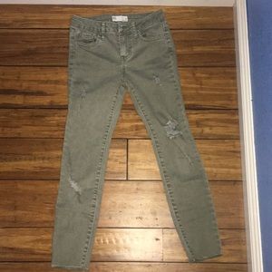 Olive green Ripped jeans